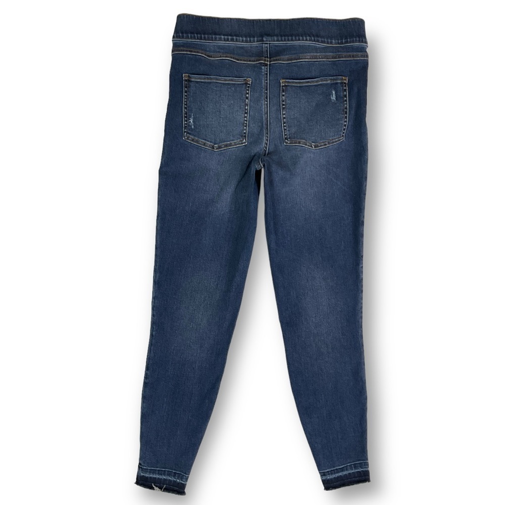Spanx Distressed Skinny Released Hem Dark Wash Jeggings Sz M - Picture 6 of 12